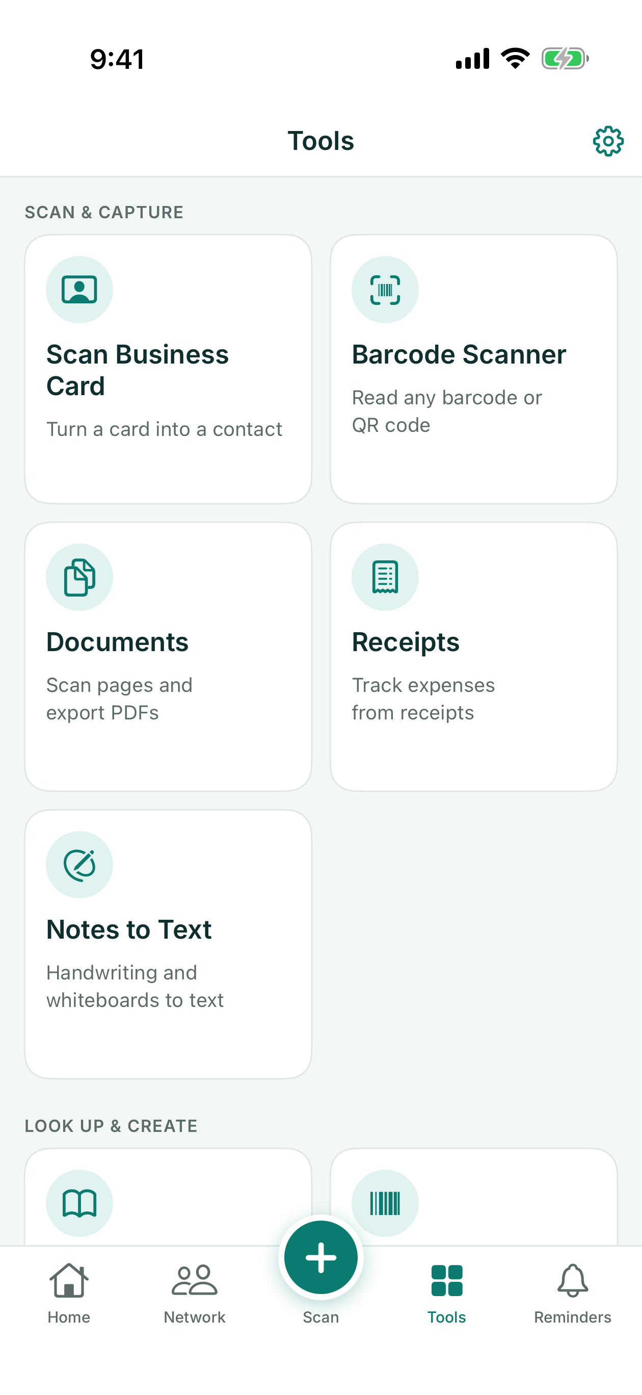 Tools hub with the eight tool tiles